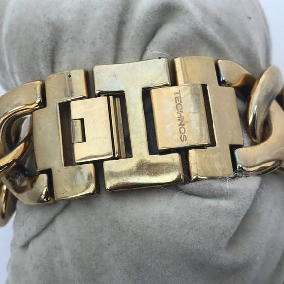 Technos women watch date calendar gold tone chain - Picture 8 of 8